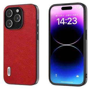 For iPhone 14 Pro Max ABEEL Retro Litchi Texture PU Phone Case(Red)