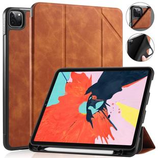 For iPad Pro 11 (2020) DG.MING See Series Horizontal Flip Leather Tablet Case ，with Holder & Pen Tray(Brown)