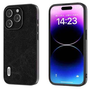 For iPhone 15 Pro ABEEL Dream Litchi Texture PU Phone Case(Black)