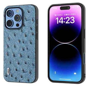 For iPhone 16 Pro Max ABEEL Genuine Leather Ostrich Texture Phone Case(Blue)