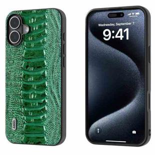 For iPhone 16 ABEEL Genuine Leather Weilai Series Phone Case(Green)