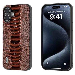 For iPhone 16 ABEEL Genuine Leather Weilai Series Phone Case(Coffee)