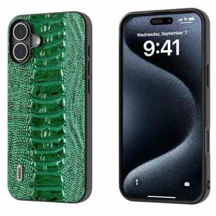 For iPhone 16 Plus ABEEL Genuine Leather Weilai Series Phone Case(Green)