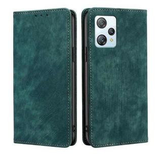 For Blackview A53 / A53 Pro RFID Anti-theft Brush Magnetic Leather Phone Case(Green)