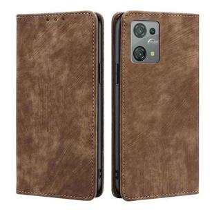 For Blackview Oscal C30 RFID Anti-theft Brush Magnetic Leather Phone Case(Brown)