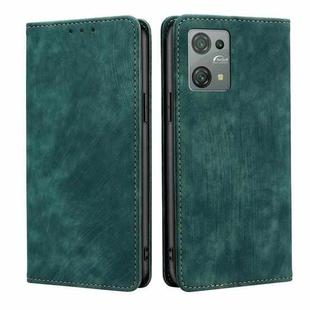 For Blackview Oscal C30 RFID Anti-theft Brush Magnetic Leather Phone Case(Green)