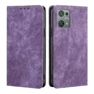 For Blackview Oscal C30 RFID Anti-theft Brush Magnetic Leather Phone Case(Purple)