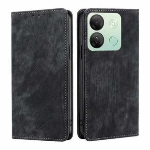 For Infinix Smart 7 HD RFID Anti-theft Brush Magnetic Leather Phone Case(Black)