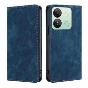 For Infinix Smart 7 HD RFID Anti-theft Brush Magnetic Leather Phone Case(Blue)