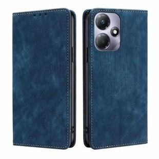 For Infinix Hot 30 Play 4G RFID Anti-theft Brush Magnetic Leather Phone Case(Blue)