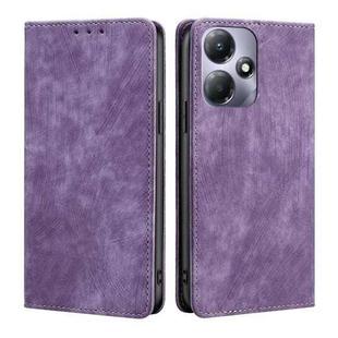 For Infinix Hot 30 Play 4G RFID Anti-theft Brush Magnetic Leather Phone Case(Purple)