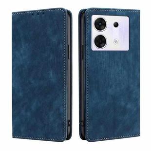 For Infinix Zero 30 5G RFID Anti-theft Brush Magnetic Leather Phone Case(Blue)