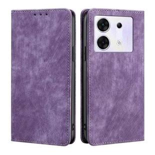 For Infinix Zero 30 5G RFID Anti-theft Brush Magnetic Leather Phone Case(Purple)