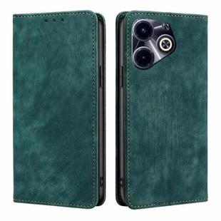 For Infinix Hot 40i RFID Anti-theft Brush Magnetic Leather Phone Case(Green)