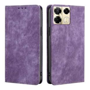 For Infinix Note 40 Pro 5G RFID Anti-theft Brush Magnetic Leather Phone Case(Purple)