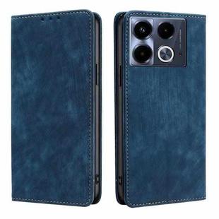 For Infinix Note 40 4G RFID Anti-theft Brush Magnetic Leather Phone Case(Blue)