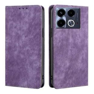 For Infinix Note 40 4G RFID Anti-theft Brush Magnetic Leather Phone Case(Purple)