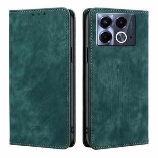 For Infinix Note 40 5G RFID Anti-theft Brush Magnetic Leather Phone Case(Green)