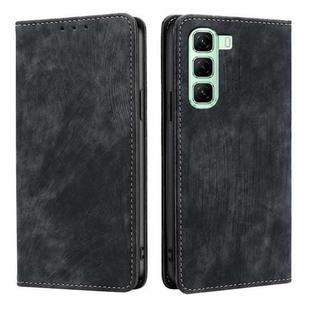 For Infinix Hot 50 4G RFID Anti-theft Brush Magnetic Leather Phone Case(Black)