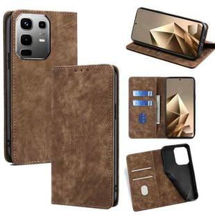 For Infinix Note 50 4G RFID Anti-theft Brush Magnetic Leather Phone Case(Brown)