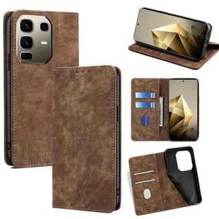 For Infinix Note 50 Pro+ 5G RFID Anti-theft Brush Magnetic Leather Phone Case(Brown)