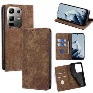 For Infinix Note 50x 5G RFID Anti-theft Brush Magnetic Leather Phone Case(Brown)