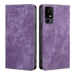 For TCL 40 XE 5G / 40X 5G T601D RFID Anti-theft Brush Magnetic Leather Phone Case(Purple)