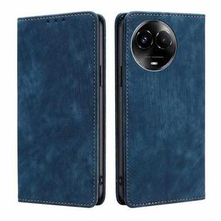 For Realme 11 5G Global / 11x 5G RFID Anti-theft Brush Magnetic Leather Phone Case(Blue)