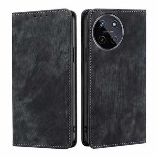 For Realme 11 4G RFID Anti-theft Brush Magnetic Leather Phone Case(Black)