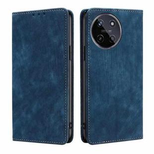 For Realme 11 4G RFID Anti-theft Brush Magnetic Leather Phone Case(Blue)