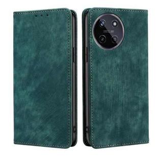 For Realme 11 4G RFID Anti-theft Brush Magnetic Leather Phone Case(Green)