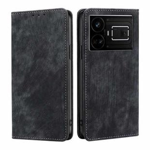 For Realme GT5 / GT5 240W RFID Anti-theft Brush Magnetic Leather Phone Case(Black)