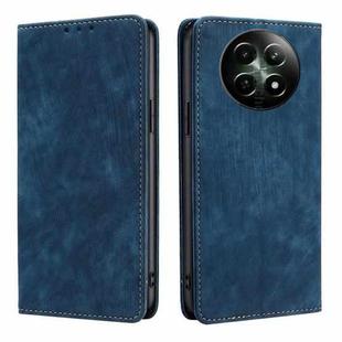 For Realme 12 5G RFID Anti-theft Brush Magnetic Leather Phone Case(Blue)