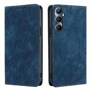 For Realme C65 4G RFID Anti-theft Brush Magnetic Leather Phone Case(Blue)