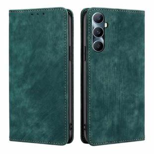 For Realme C65 4G RFID Anti-theft Brush Magnetic Leather Phone Case(Green)