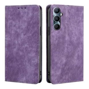 For Realme C65 4G RFID Anti-theft Brush Magnetic Leather Phone Case(Purple)