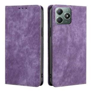 For Realme C61 4G RFID Anti-theft Brush Magnetic Leather Phone Case(Purple)