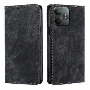 For Realme GT Neo6 SE RFID Anti-theft Brush Magnetic Leather Phone Case(Black)