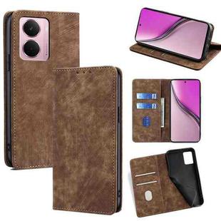 For Realme P3 Pro 5G Global RFID Anti-theft Brush Magnetic Leather Phone Case(Brown)