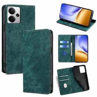 For Realme 14 5G Global RFID Anti-theft Brush Magnetic Leather Phone Case(Green)