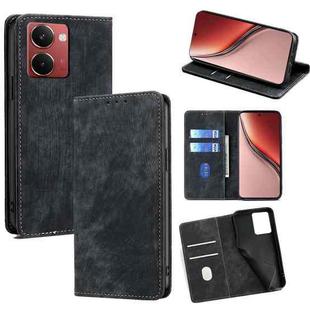 For Realme P3 Ultra 5G RFID Anti-theft Brush Magnetic Leather Phone Case(Black)
