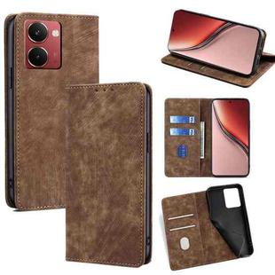 For Realme P3 Ultra 5G RFID Anti-theft Brush Magnetic Leather Phone Case(Brown)