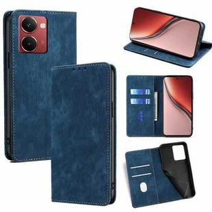 For Realme P3 Ultra 5G RFID Anti-theft Brush Magnetic Leather Phone Case(Blue)