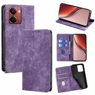 For Realme P3 Ultra 5G RFID Anti-theft Brush Magnetic Leather Phone Case(Purple)