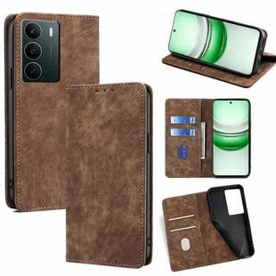 For Realme C71 4G RFID Anti-theft Brush Magnetic Leather Phone Case(Brown)