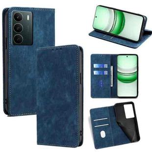For Realme C71 4G RFID Anti-theft Brush Magnetic Leather Phone Case(Blue)