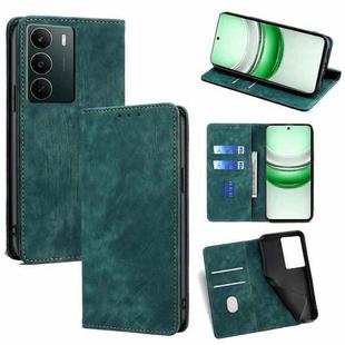For Realme C71 4G RFID Anti-theft Brush Magnetic Leather Phone Case(Green)