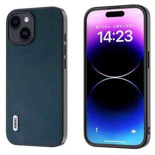 For iPhone 15 Plus ABEEL Genuine Leather Xiaoya Series Phone Case(Dark Green)