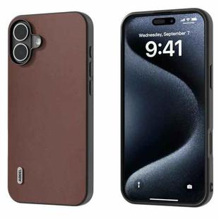 For iPhone 16 Plus ABEEL Genuine Leather Xiaoya Series Phone Case(Coffee)