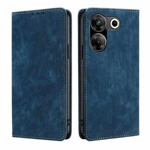 For Tecno Camon 20 Pro 5G RFID Anti-theft Brush Magnetic Leather Phone Case(Blue)